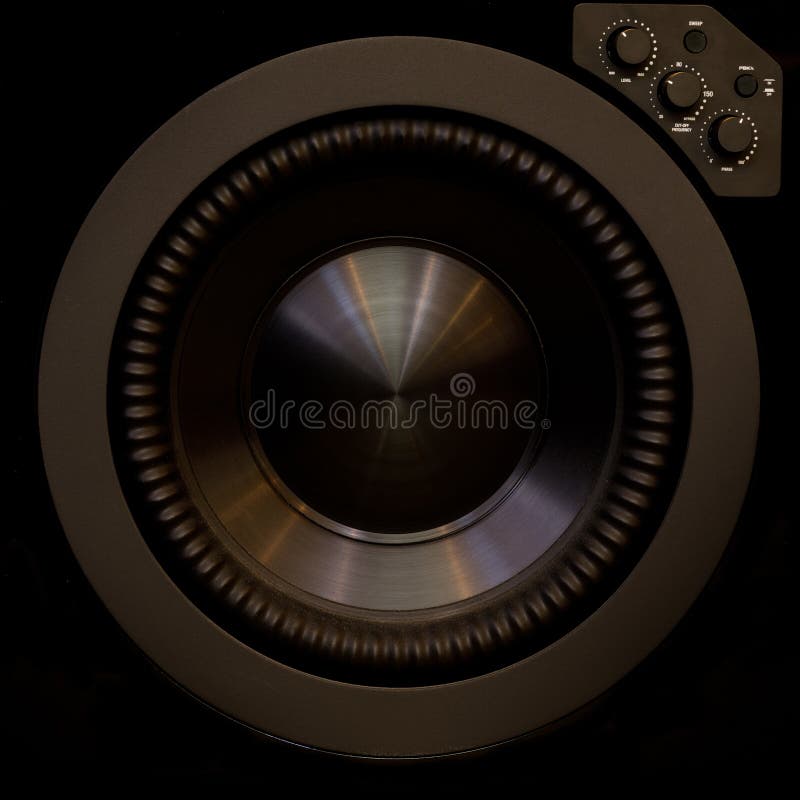 Subwoofer Speaker with Adjustment Controls Stock Photo Image of