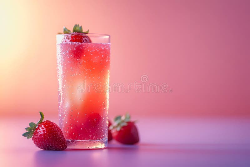 Suc de căpșuni reîmprospătat pe fond cu gradient neted royalty free stock photography