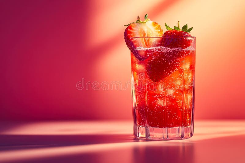 Suc de căpșuni reîmprospătat pe fond degrade stock photography