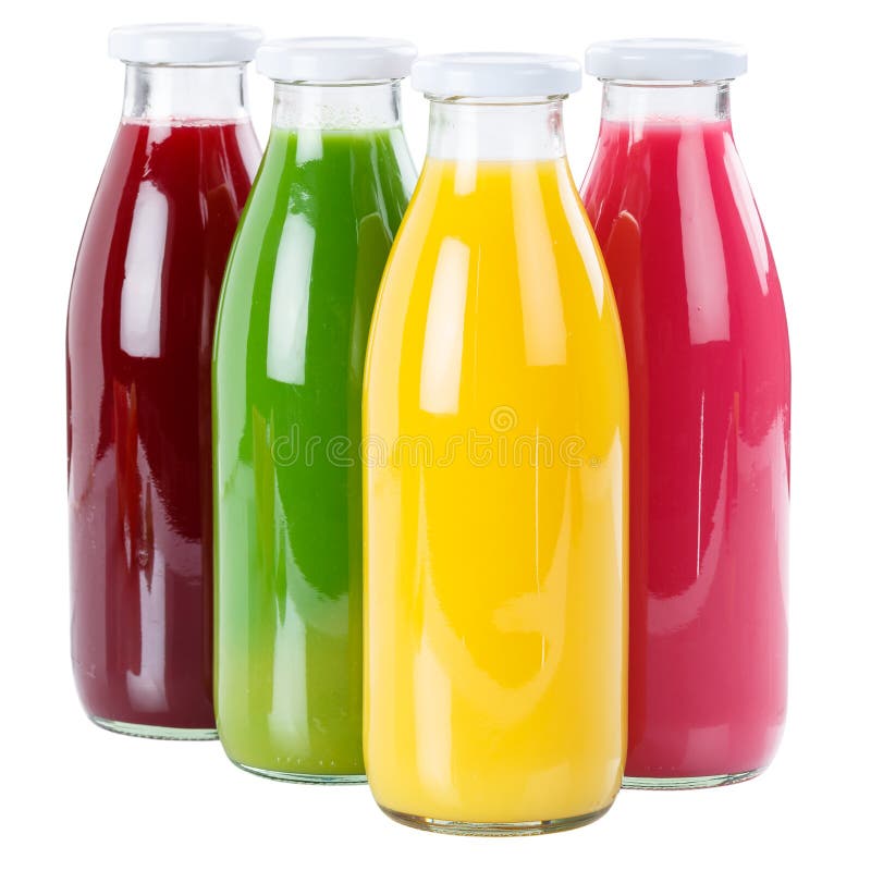 Suc de fructe într-un recipient proaspăt izolat pe alb royalty free stock photos