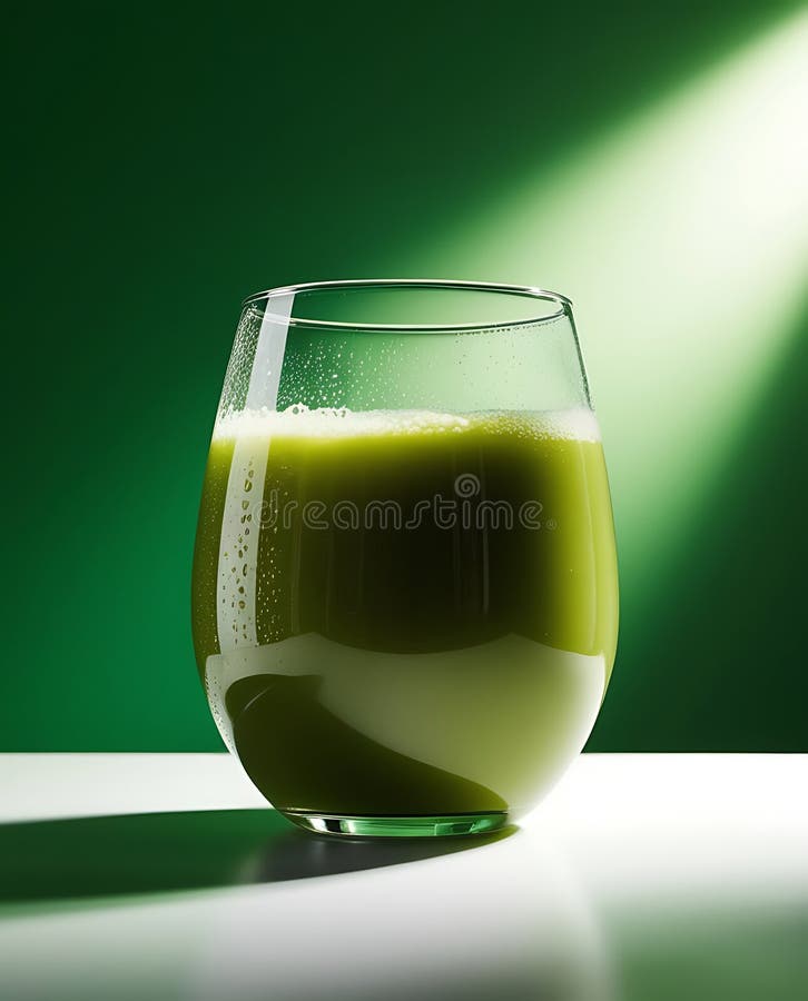 Suc verde într-un pahar pe fond verde vector illustration