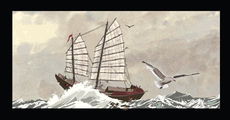 Sucata velha em um mar áspero ilustração stock Sucata velha em um mar áspero ilustração stock