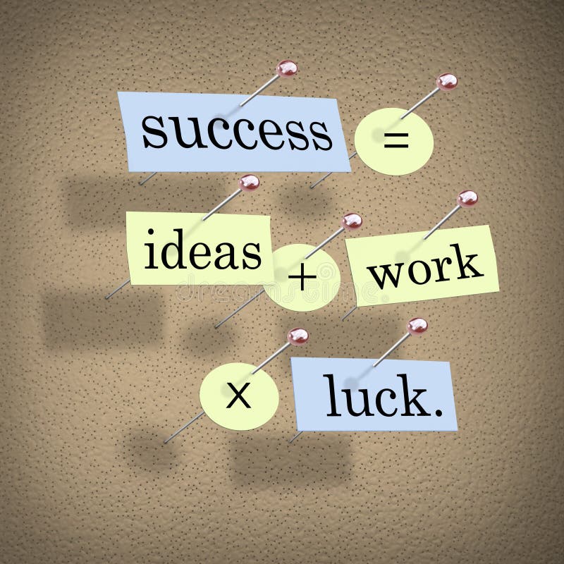 Success Equals Ideas Plus Work Times Luck royalty free illustration Success Equals Ideas Plus Work Times Luck royalty free illustration