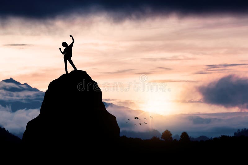 Success silhouette, confident and winner or achievement in business concept,  confident and winner in business concept, Successful