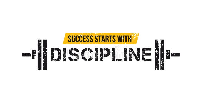 Success starts with discipline motivational gym quote with barbell and grunge effect. Sport motivation. Gym vector design template
