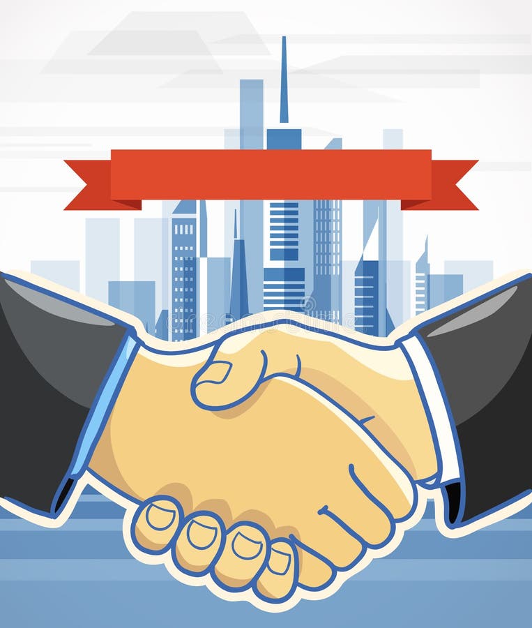 Men shaking hands cute emoji Royalty Free Vector Image