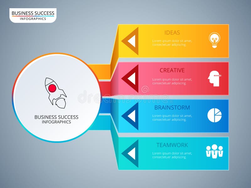 Successful business concept circle infographic template. Infographics with icons and elements. stock illustration