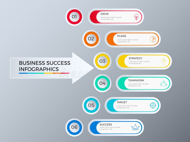 Successful business concept design marketing infographic template. Infographics with icons and elements royalty free illustration