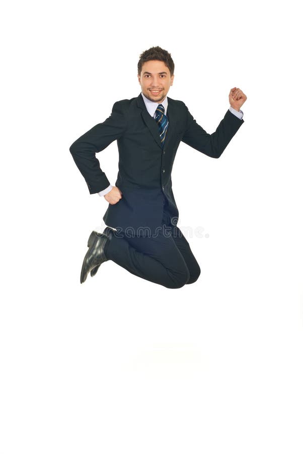 Successful business man jumping stock photography