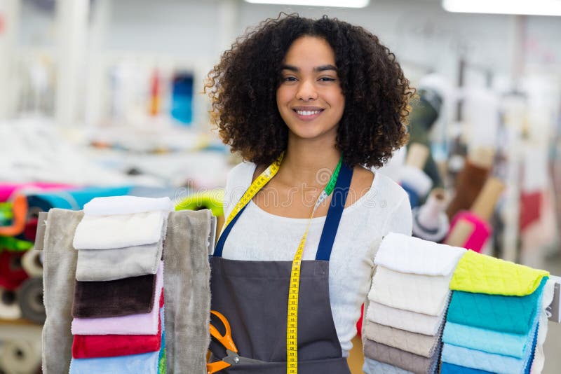 Successful Designer Clothes with Fabric Samples Stock Photo Image of