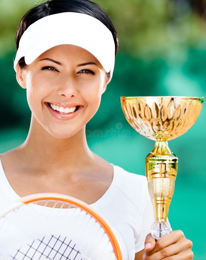 Successful Female Tennis Player Won Competition Stock Image Image of