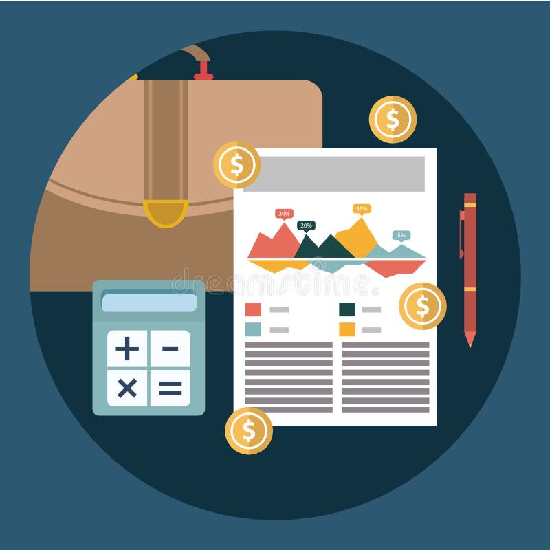 Successful financial business plan report and accounting concept vector illustration stock illustration