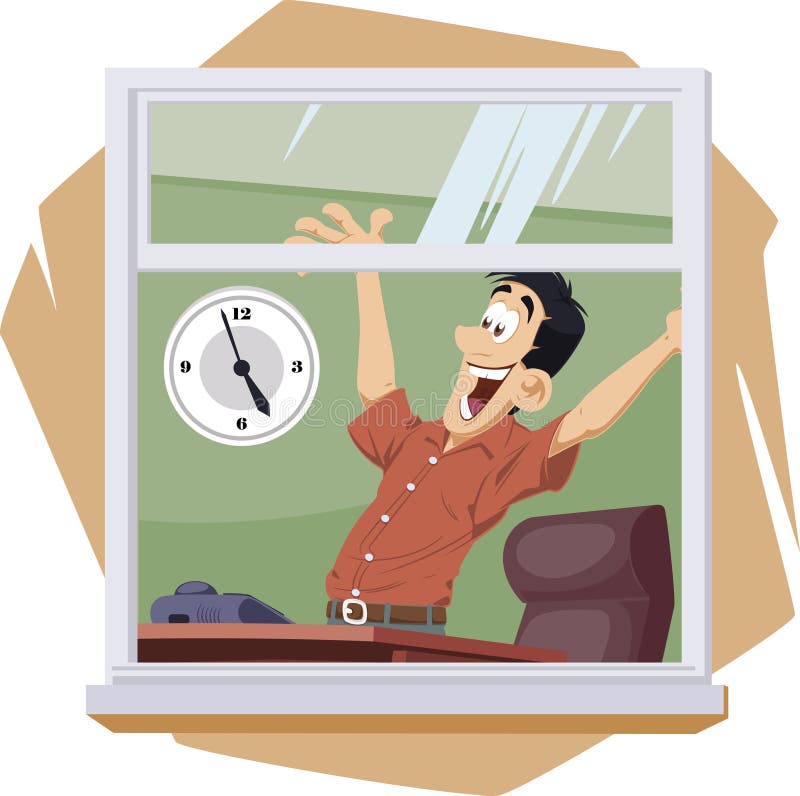 Successful Happy Guy. End Working Day. Stock Illustration Stock Vector