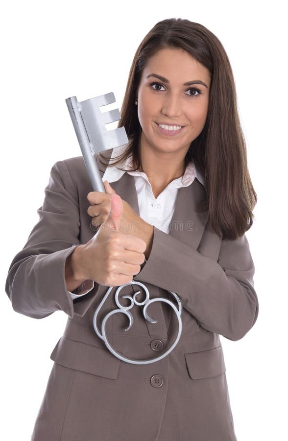 Successful isolated businesswoman over white background holding royalty free stock image Successful isolated businesswoman over white background holding royalty free stock image