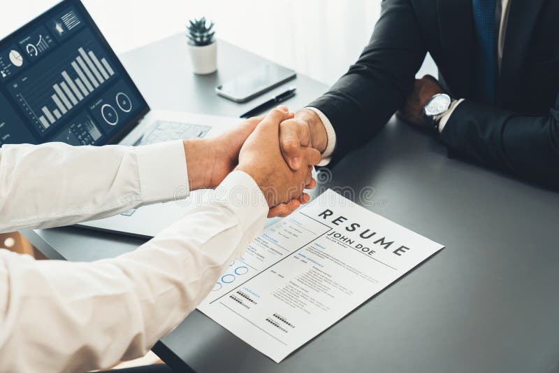 Successful Job Interview at Business Office with Handshake. Fervent