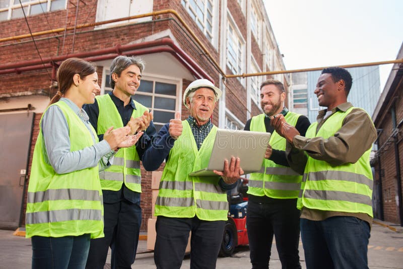 Logistics Team Works Together in the Warehouse Stock Image Image of