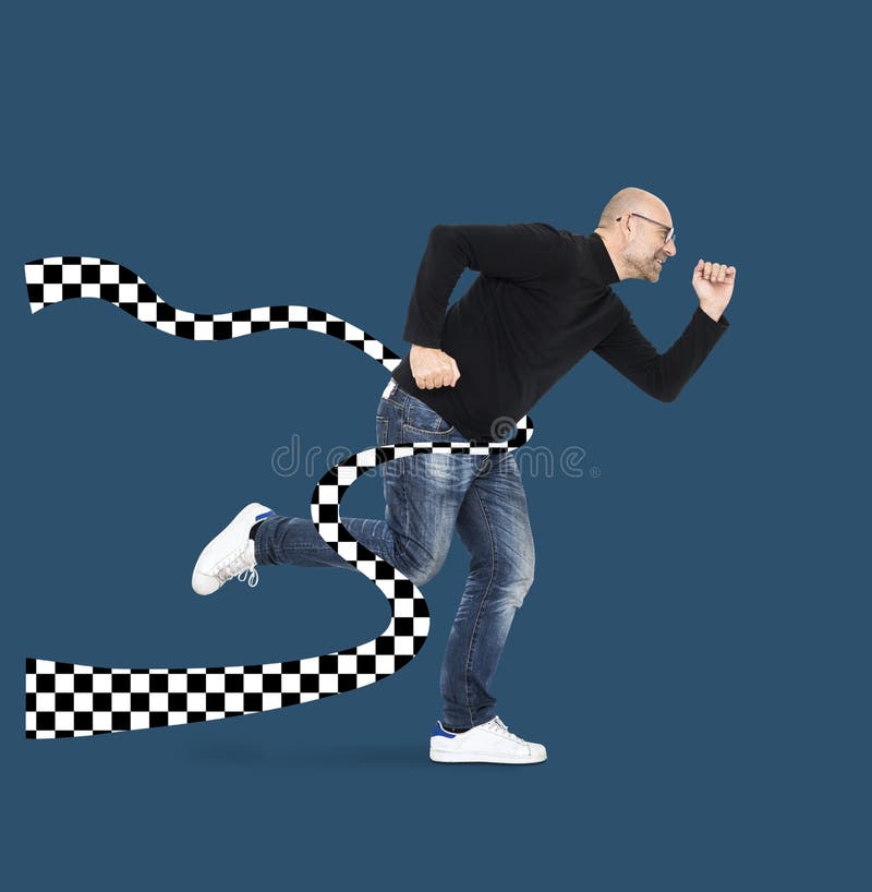 Successful man crossing the finish line stock photos Successful man crossing the finish line stock photos