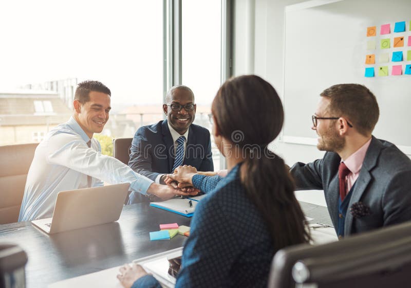 Successful multiracial business team stock images