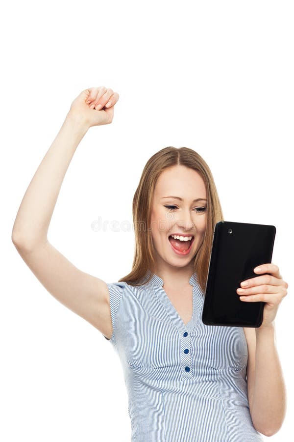 Successful woman with digital tablet royalty free stock photos