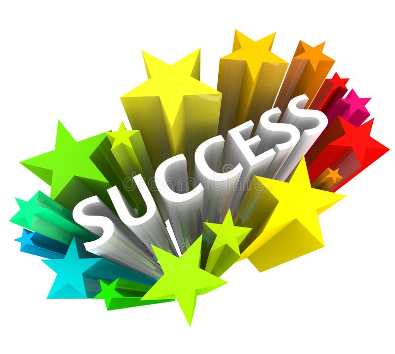 Successo - parola circondata dalle stelle variopinte royalty illustrazione gratis Successo - parola circondata dalle stelle variopinte royalty illustrazione gratis