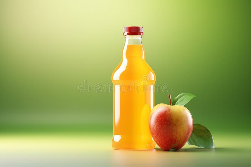 Succo di mela fresco in bottiglie di plastica limpida frutta salutare e bevanda in bottiglia illustrazione vettoriale