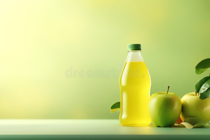 Succo di mela fresco in bottiglie di plastica limpida frutta salutare e bevanda in bottiglia royalty illustrazione gratis