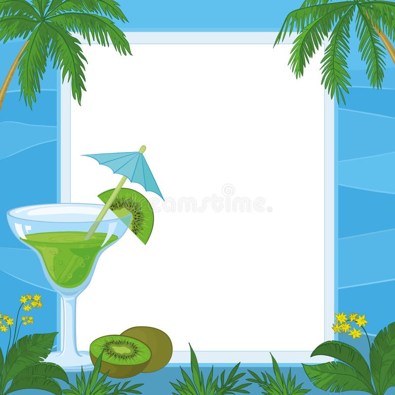 Succo, Kiwi Fruit e fondo esotico illustrazione di stock