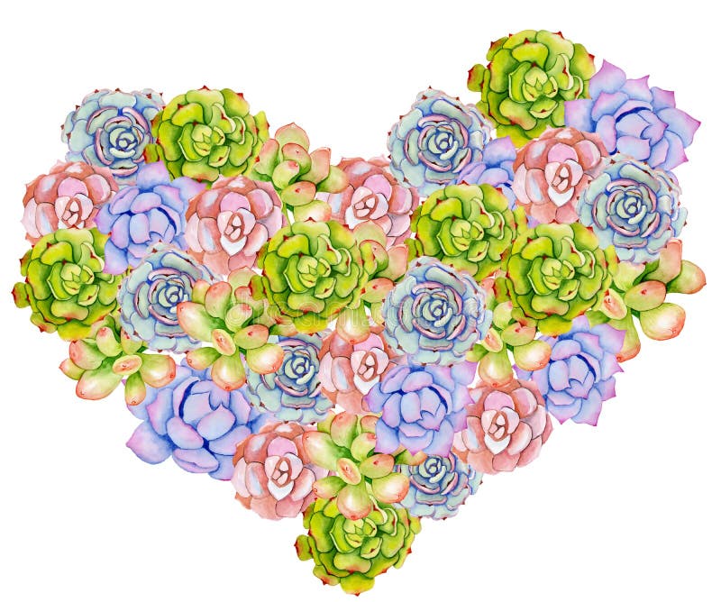 Succulent Heart Illustration\u2014Digital Download Print
