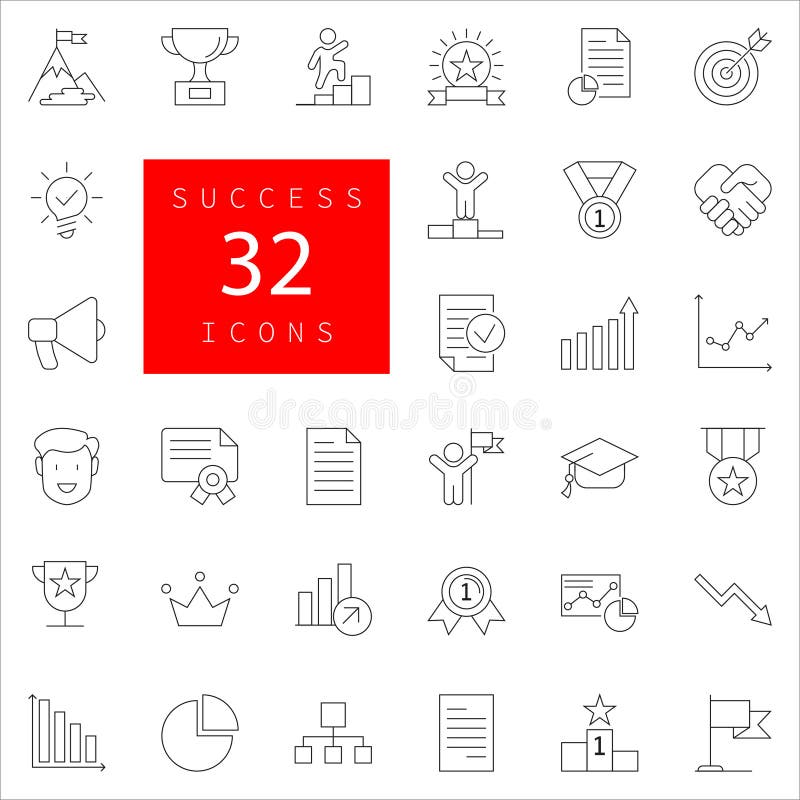 Succès, récompenses, éléments d'accomplissement - ligne mince minimale ensemble d'icône de Web illustration de vecteur Succès, récompenses, éléments d'accomplissement - ligne mince minimale ensemble d'icône de Web illustration de vecteur