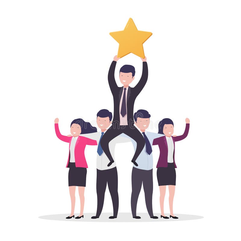 Sucesso dos trabalhos de equipa Executivos, homem de negócios com avaliação da estrela do ouro e revisões ilustração royalty free Sucesso dos trabalhos de equipa Executivos, homem de negócios com avaliação da estrela do ouro e revisões ilustração royalty free