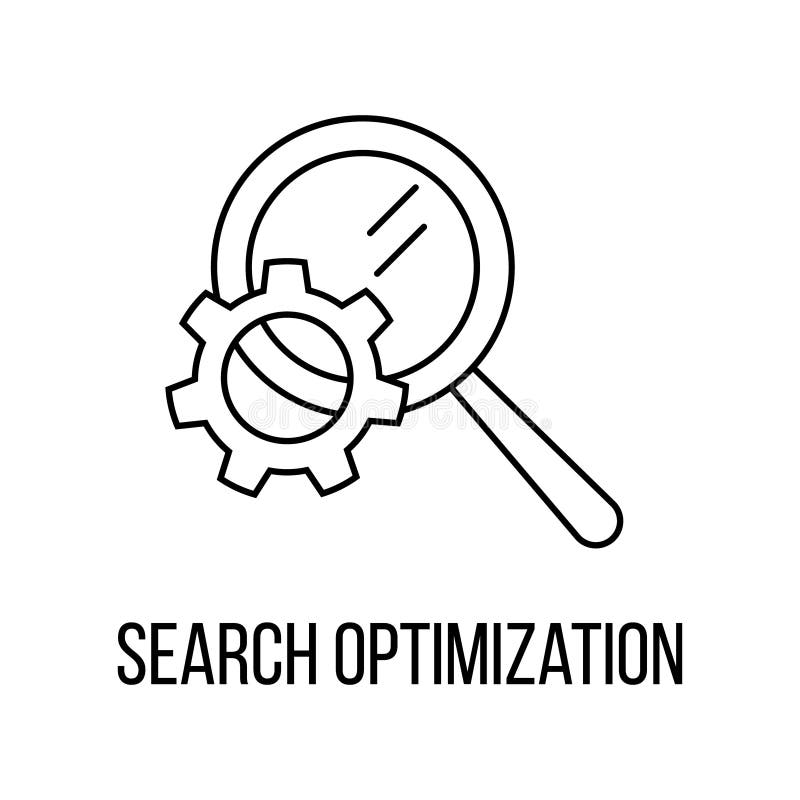 Suchen Sie Optimierungsikone oder Logolinie Kunstart stock abbildung Suchen Sie Optimierungsikone oder Logolinie Kunstart stock abbildung
