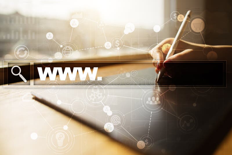 Suchstange mit WWW-Text Website, URL Geschäft, Internet, Technologiekonzept vektor abbildung
