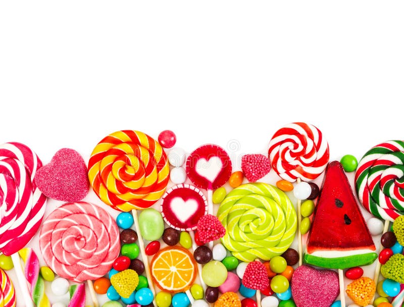 Sucreries et lucettes colorées Vue supérieure images stock Sucreries et lucettes colorées Vue supérieure images stock