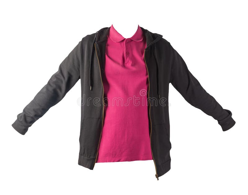 Sudadera con capucha de cierre de hierro y camiseta aislada de fondo blanco fotografía de archivo