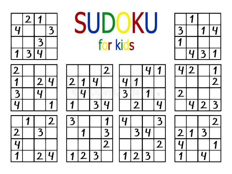 Sudoku Dla Dzieci Do Wydruku Sudoku Dla Dzieci Ustawia Ilustrację Wektora Giełdowego Ilustracja