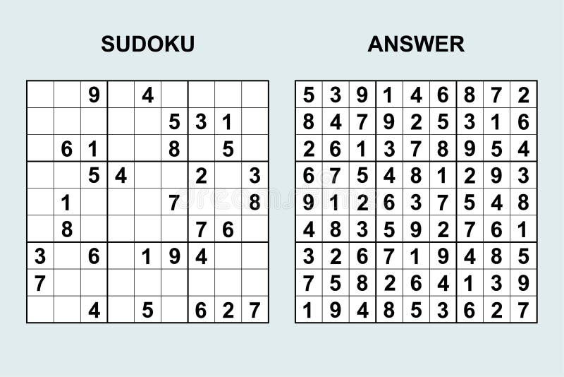 Jogo Sudoku Com Respostas. Complexidade Difícil. Vetor Simples Ilustração  do Vetor - Ilustração de japonês, resolver: 250540890