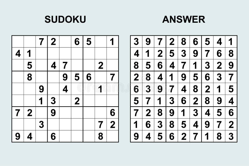 Jogo De Sudoku Com Resposta Ilustração do Vetor - Ilustração de