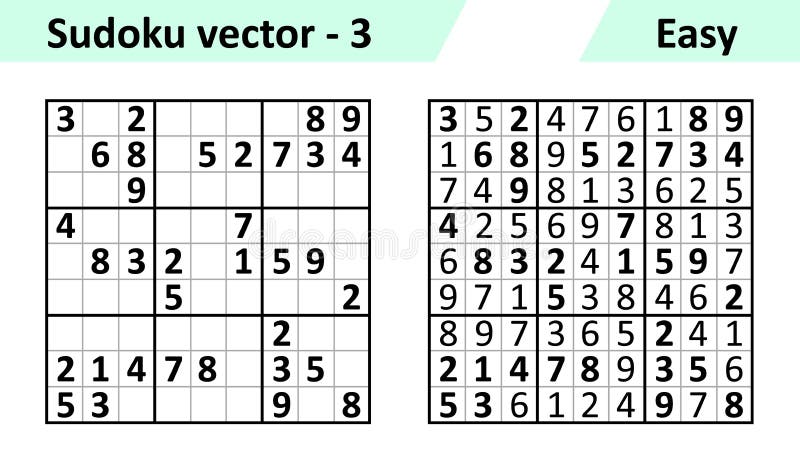 Sudoku Game with Answers. Simple Vector Design Set Stock Vector -  Illustration of vector, trainer: 204788413