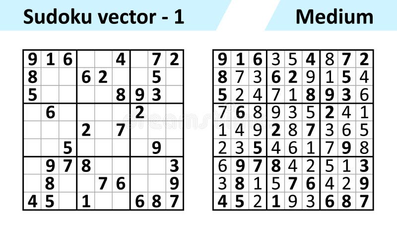 Sudoku Game with Answers. Simple Vector Design Set Stock Vector -  Illustration of vector, trainer: 204788413