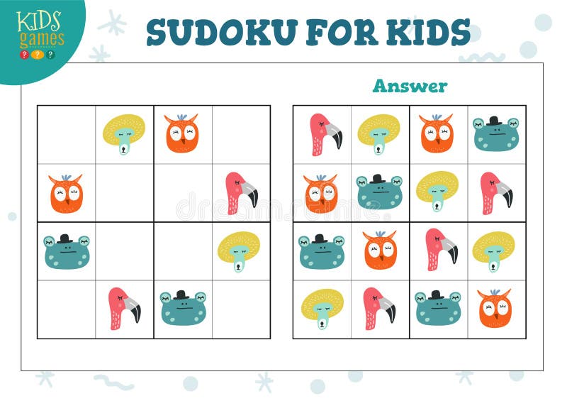 Sudoku Set Quatro Por Quatro Com a Ilustração Do Vetor De Resposta  Ilustração do Vetor - Ilustração de educacional, lazer: 256376793