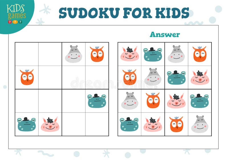 Sudoku Set Quatro Por Quatro Com a Ilustração Do Vetor De Resposta  Ilustração do Vetor - Ilustração de educacional, lazer: 256376793