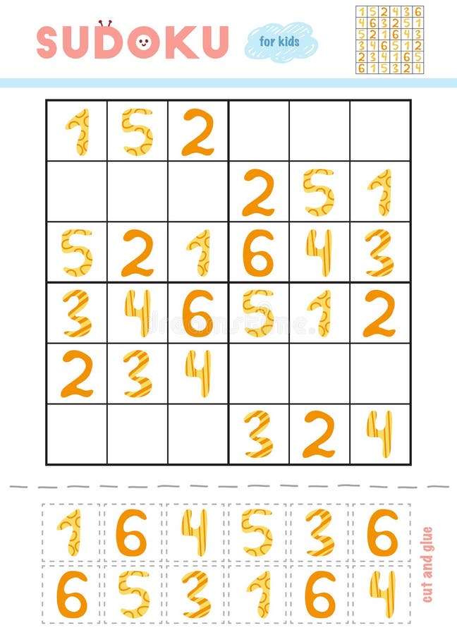 Sudoku para jogo de educação infantil conjunto de cores use tesoura e cola  para preencher os elementos que faltam