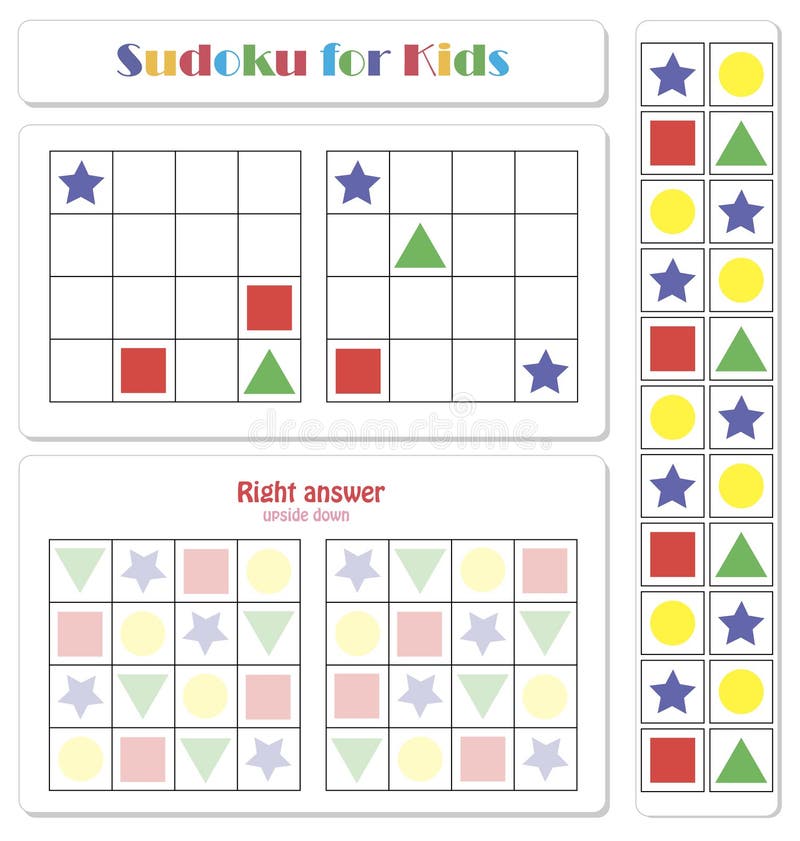 Sudoku Los Niños Con Las Figuras Geométricas Coloridas del Vector - Ilustración de completo: 134539512