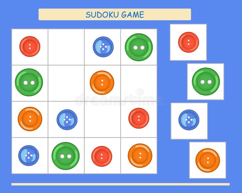 Sudoku Para Niños. Hoja De Actividades Para Niños. Juego Educativo De Lógica De Entrenamiento. Juego Sudoku Con Bonitos. Ilustración del Vector - Ilustración de worksheet, educativo: 178886202
