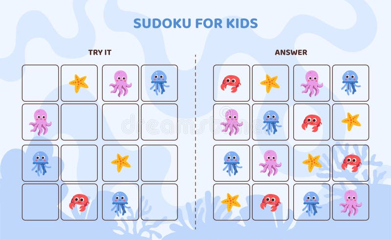 Sudoku για πρότυπο διανύσματος παιδιών ελεύθερη απεικόνιση δικαιώματος