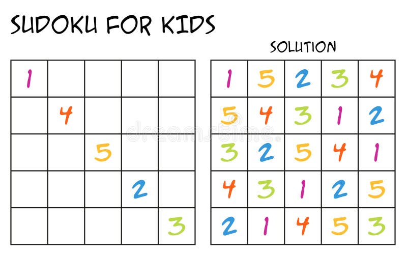 Sudoku για τα παιδιά με τη λύση - με τους ζωηρόχρωμους αριθμούς διανυσματική απεικόνιση Sudoku για τα παιδιά με τη λύση - με τους ζωηρόχρωμους αριθμούς διανυσματική απεικόνιση