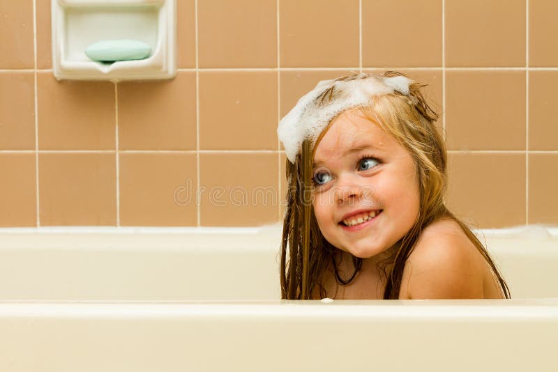 Rubber Ducky On Her Head Stock Photo Image Of Shower 30524832