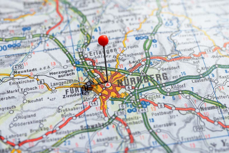 Suecia Estocolmo, el 7 de abril de 2018: Ciudades europeas en series del mapa Primer de Nurnberg ilustración del vector Suecia Estocolmo, el 7 de abril de 2018: Ciudades europeas en series del mapa Primer de Nurnberg ilustración del vector