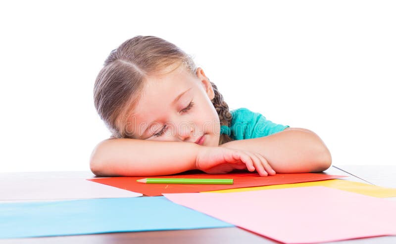 Girl fell asleep on the table. Girl fell asleep on the table