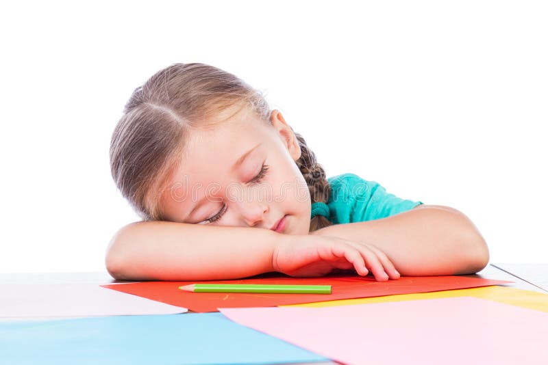 Girl fell asleep on the table. Girl fell asleep on the table